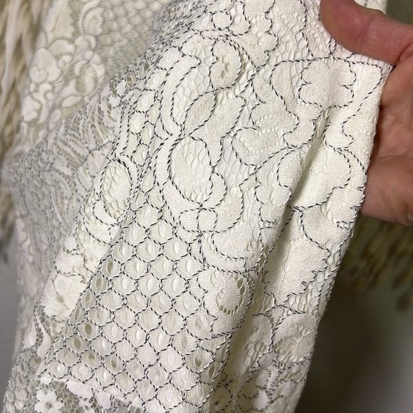 Shona Joy Cream Lace Handkerchief Hemline Midi Length Sleeveless Dress Size US8 - Picture 3 of 15